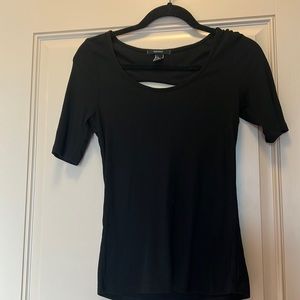 Black open back shirt